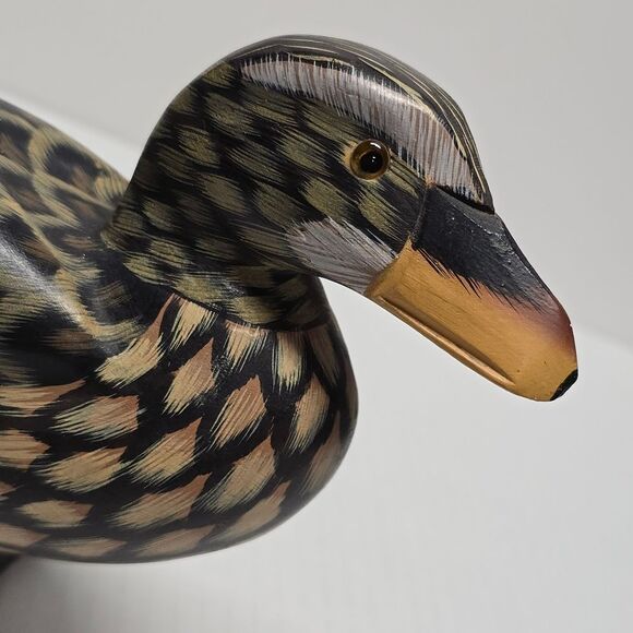 Vintage Duck Hand Carved Wooden Duck Decoy Figurine 8” - Picture 3 of 8